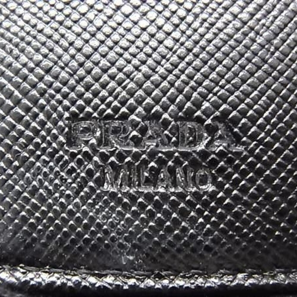 PRADA Tessuto 6-Key Case M604 Black Nylon Leather Men's Women's Round - Picture 4 of 5
